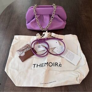 Themoirè Coffee Lavender Tia Clutch Bag - Themoire Purse Made in Italy $420
